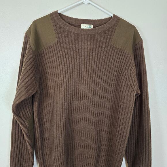 L.L.Bean Commando Sweater Mens XL Deep Woods Green Merino Wool Crewneck Casual - Picture 8 of 8